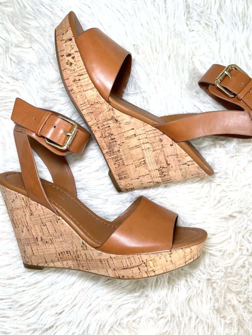 Tommy Hilfiger Tan Cork Wedge Sandals – New / Never Worn - Sz 7.5 - Picture 5 of 7